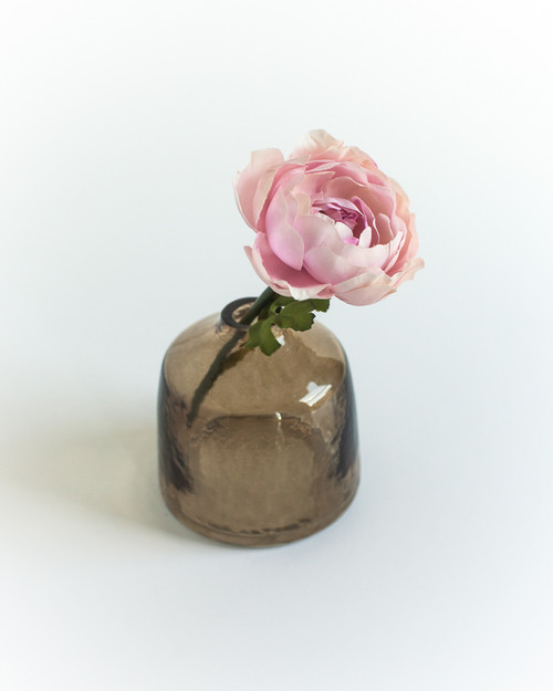 Bella Handblown Hammered Bud Vase - Smoke