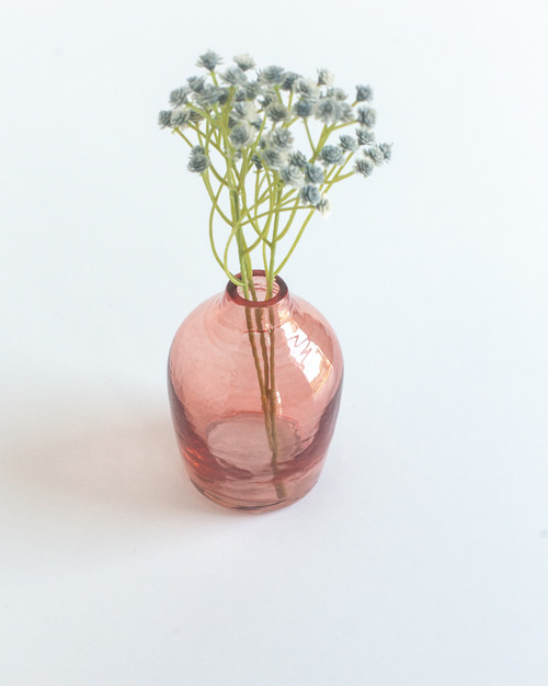 Haley Handblown Hammered Bud Vase - Rose