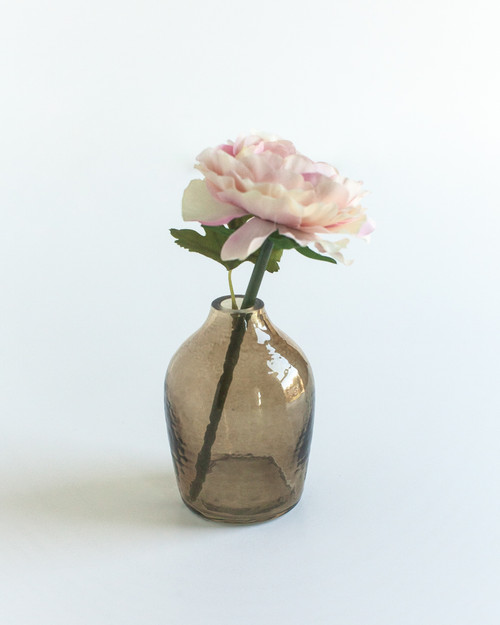 Haley Handblown Hammered Bud Vase - Smoke