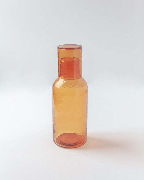 Handblown Hammered Glass Carafe - Amber