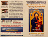 NEW VERSION.  Brilliant  Our Lady Mediatrix of All Graces® Prayer Cards touched to the Miraculous Icon!