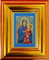 2.5" X 3.5" with frame Glittering "Gold Leaf" Art Museum Quality, Fine Art Giclée of The Miraculous Icon® on Canvas texture - blessed and touched to 75 Sacred First Class Relics! 