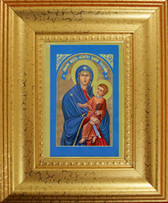 2.5" X 3.5" with Traditional Frame Glittering "Gold Leaf" Art Museum Quality, Fine Art Giclée of The Miraculous Icon® on Canvas texture - blessed and touched to 75 Sacred First Class Relics! 