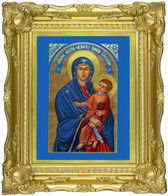 Glittering "Gold Leaf" Art Museum Quality, Fine Art Giclée of The Miraculous Icon® on Canvas texture - blessed and touched to 75 Sacred First Class Relics!  AT A GREAT DISCOUNT!!!    11” x 13”