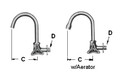 FAUCET WALL RIGHT HAND W/GOOSE NECK SWIVEL SPOUT 13(1/2)
