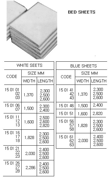 SHEET ALL COTTON WHITE 1370X2500MM - IMPA 150102