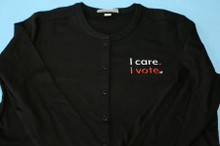 I Care. I Vote. ladies cardigan in black