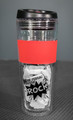 Clear and red tumbler with black "Texas Public Schools Rock!" text