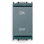 A light grey 1P NO+NC 16AX 1-Way Switch. Vertical. On written on the top. Off written on the bottom. On a white background
