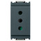 A grey Idea 2P+E 10A P11 Italian Standard Outlet. Vertical, 3 holes in the front. Ona white background.