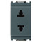A grey vertical Idea outlet. 2 opening slots at top and bottom for a plug. On a white background