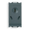 A grey rectangular Idea outlet. Vertical. 3 slots on the front. Top one in a circle. On a white background