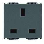 A wide grey square. 3 rectangular slots in the center. An Idea Outlet. On a white background