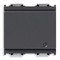 A dark grey wide square switch. Plain front. 2 outlets. On a white background