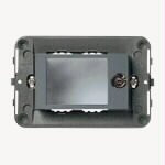 A dark grey mounting frame. A screw on each side. Left and right. On a white background