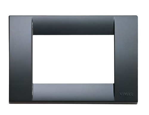 A dark grey classica cover plate. square with white square middle. On a white background
