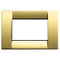 A polished gold shiny square plate cover. A white square center. On a white background