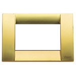 A shiny gold square idea cover plate. White empty center. Ona white background.