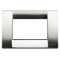 A shiny brushed nickel square cover plate. On a white background