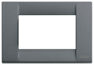 A dark grey square Idea cover plate. hollow white center. on a white background