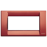 A red rectangle classica plate cover. white rectangle center. Ona . white background