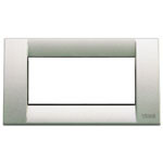 A Champagne color classica cover plate. rectangle with the center cut out. hollow. On a white background