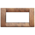 A brown swirl colored square cover plate. No center on a white background