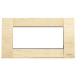 A light colored wood Cover plate. Rectangle with a hollow center. On a white background