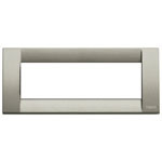 A long rectangular titanium colored plate cover. no center. on a white background