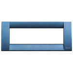 A blue cover plate, rectangle and thin. No center, hollow. On a white background