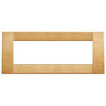 A thin long rectangle. Cherry wood color. Empty center. On a white background.