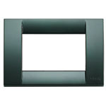 An emerald green square Idea classica cover plate. Hollow center. On a white background