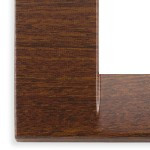 A left L shape corner. Dark brown wood color with grains. On a white background