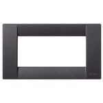 A black vimar cover plate. Rectangle . Whit inside. On a white background