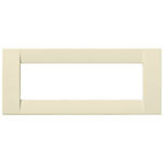 A beige color rectangle. white center. On a white background. Vimar cover plate in white