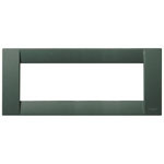 A narrow rectangle vimar cover plate. green. White center and white background