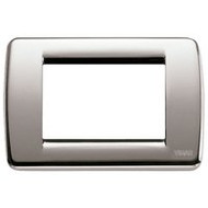 Shiny brushed nickle square plate cover on a white background