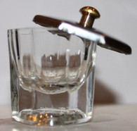 Glass Liquid Dish Hexagon w/metal Lid