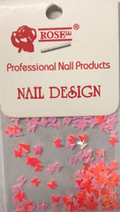 Starlight Nail Art - Pink Red Mix Butterflies (foil)