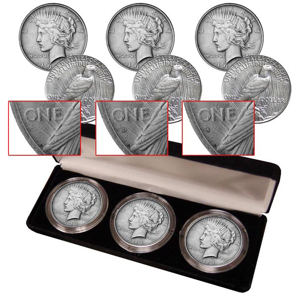1922 Peace Silver Dollar Mint Mark Set