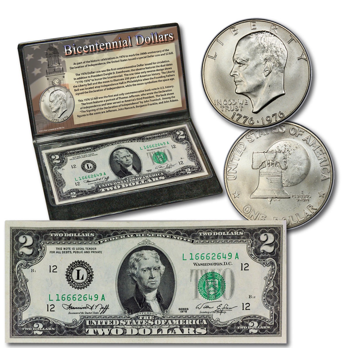 Bicentennial Coin and Currency Dollar Set American Historic Society