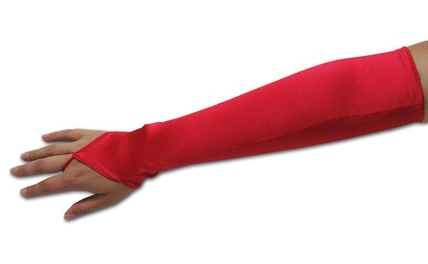 red satin fingerless gloves