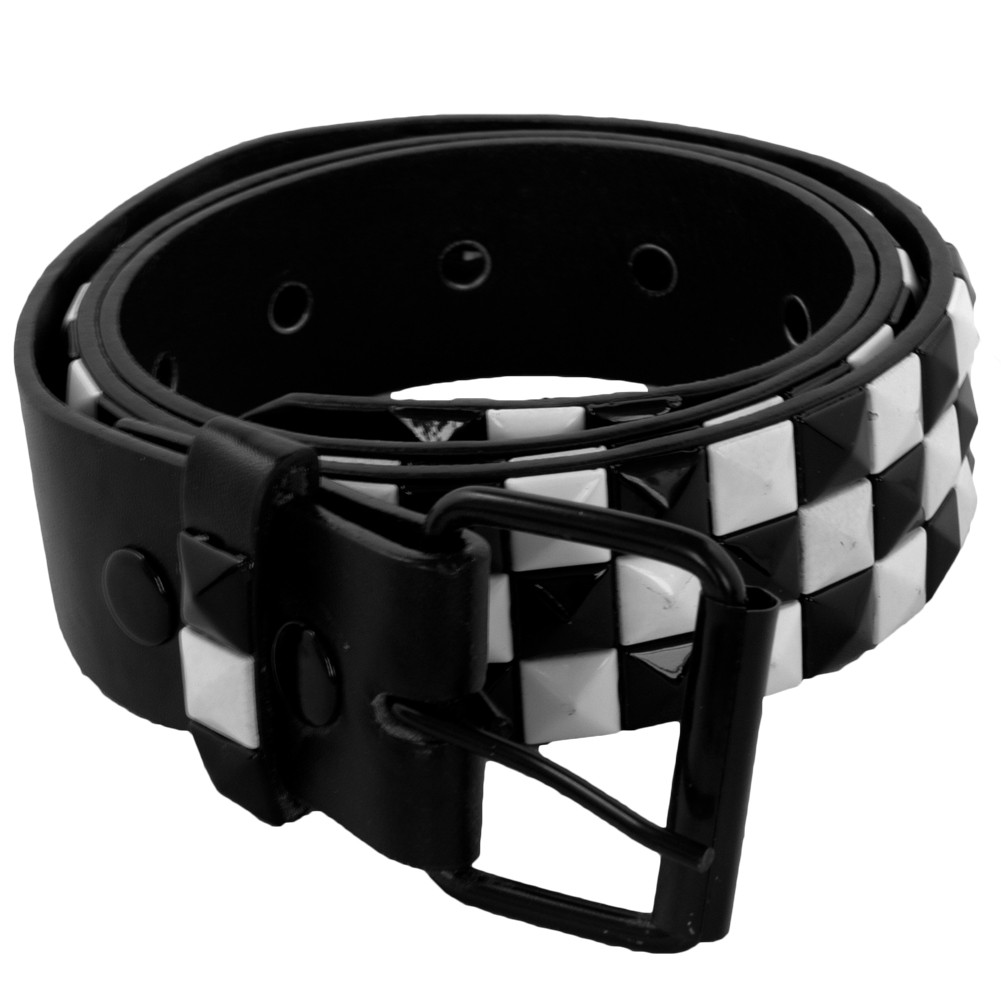 White and Black Checkerboard Studded Belts - Black Mix Sizes 2524A - Private Island Party