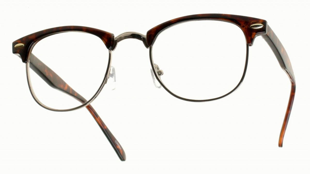 Brown Half Frame Sunglasses Vintage Adult Style Brown Clear Lens