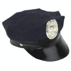 Black Police Hat with Badge 1433 | Privateislandparty.com