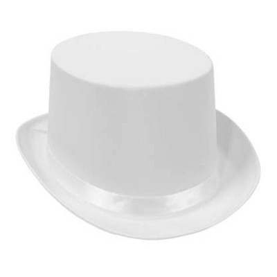 Satin Top Hat White Deluxe 1537 | Privateislandparty.com
