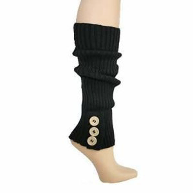 Black Knit Leg Warmers With Button Trim 1258 Private Island Party