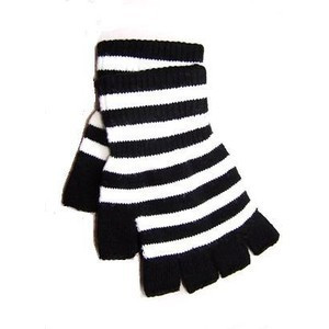 black and white fingerless gloves