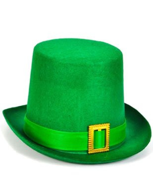 Patrick/'s Day Leprechaun Green Satin Top Hat W//Buckle And Green Heart Tiara St