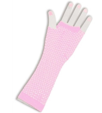 Fishnet Gloves Long Light Pink 1248